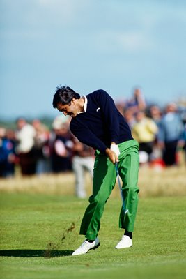 Seve Ballesteros at impact Lytham Open 1988