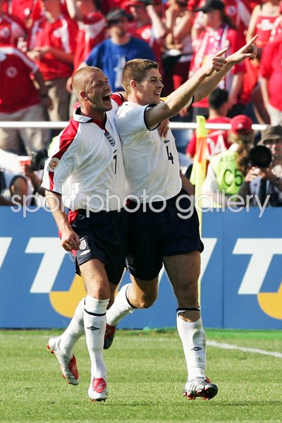 Steven Gerrard celebrates Euro 2004