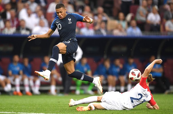 Kylian Mbappe France action v Croatia World Cup Final 2018