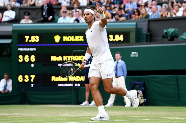 Rafael Nadal Spain wins v Nick Kyrgios Wimbledon 2019