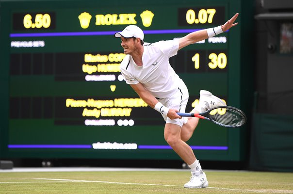 Andy Murray Great Britain serves Wimbledon 2019