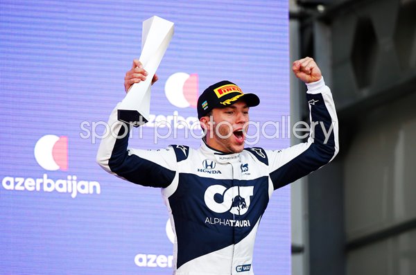 Pierre Gasly France celebrates Podium finish Azerbaijan F1 Grand Prix ...