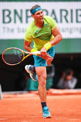 Rafael Nadal Spain serves French Open Paris 2022