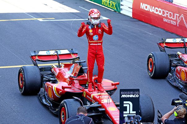 Charles Leclerc Monaco & Ferrari celebrates Parc Ferme Monaco Grand Prix 2024