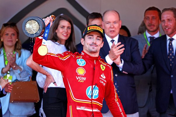 Race winner Charles Leclerc Monaco & Ferrari celebrates Monaco Grand Prix 2024