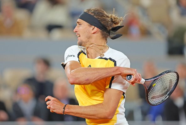 Alexander Zverev Germany forehand v Tallon Griekspoor French Open Paris 2024