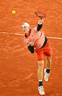 Denis Shapovalov Canada serves v Hubert Hurkacz French Open Paris 2024