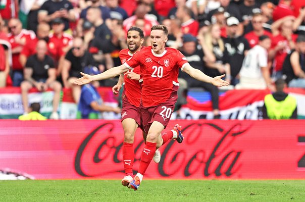 Michel Aebischer Switzerland celebrates v Hungary Group A Cologne EURO 2024