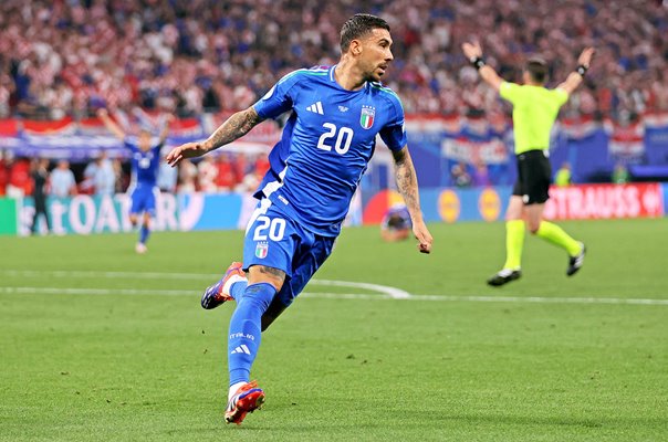 Mattia Zaccagni Italy celebrates goal v Croatia Group B Leipzig EURO 2024