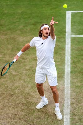 Stefanos Tsitsipas Greece serves Wimbledon 2024