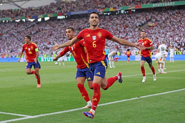 Mikel Merino Spain scores winner v Germany Quarter-Final Stuttgart EURO 2024 Spain celebrates winner v Germany Quarter-Final Stuttgart EURO 2024