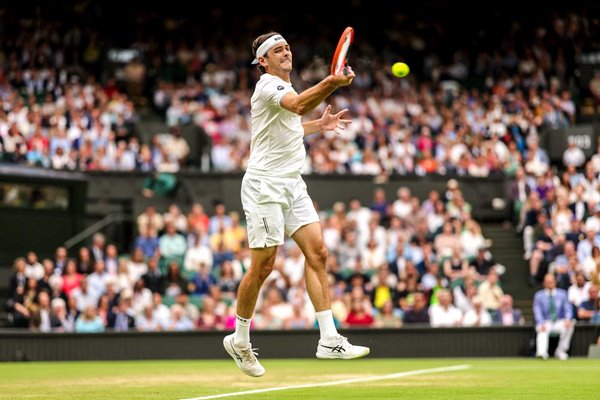 Taylor Fritz USA forehand v Alexander Zverev Wimbledon 2024