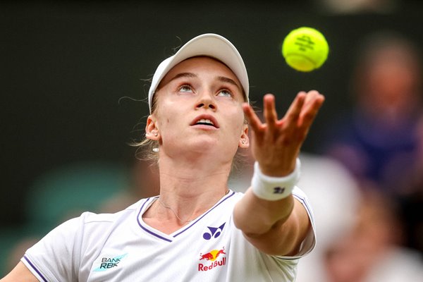 Elena Rybakina Kazakhstan serves to Anna Kalinskaya Wimbledon 2024