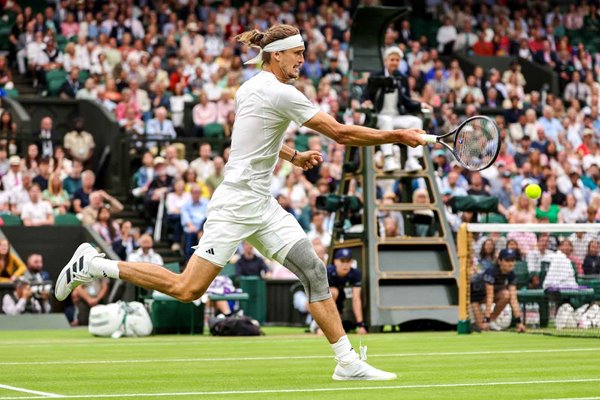 Alexander Zverev Germany forehand v Taylor Fritz USA Wimbledon 2024