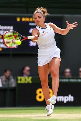 Jasmine Paolini Italy forehand v Donna Vekic Semi Final Wimbledon 2024