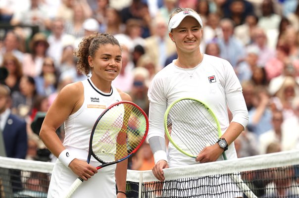 Jasmine Paolini Italy & Barbora Krejcikova of Czech Republic Wimbledon Finalists 2024