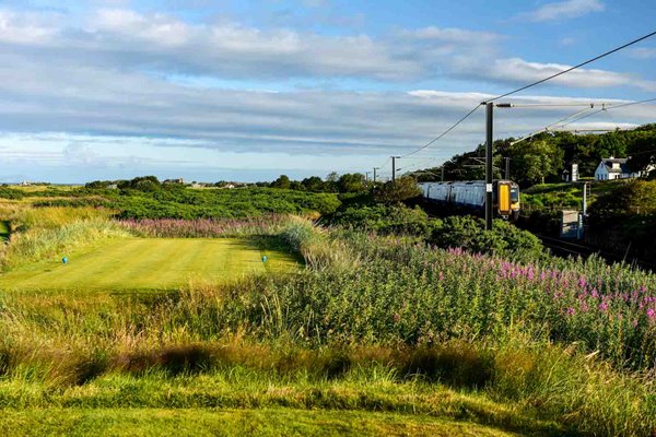 The 11th tee 490 yards par 4, 11th hole 'The Railway' Old Course at Royal Troon