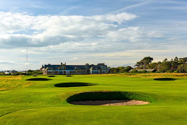 Par 4 18th hole 'Craigend' at sunset Royal Troon Golf Club