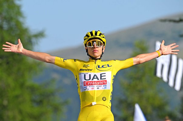 Tadej Pogacar Slovenia celebrates Stage 20 Col de la Couillole Tour de France 2024