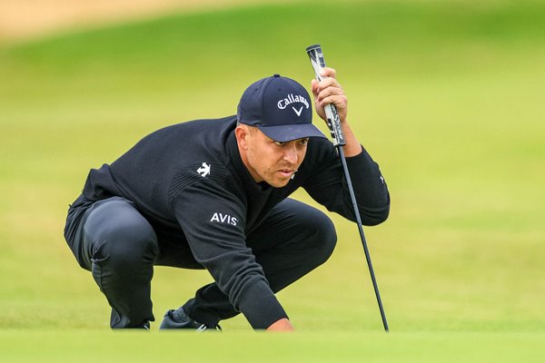 Xander Schauffele USA lines up a putt Final Round British Open Royal Troon 2024