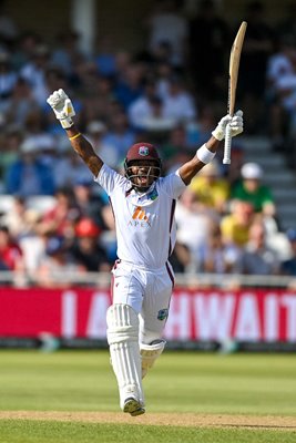 Kavem Hodge West Indies celebrates century v England Trent Bridge Test 2024