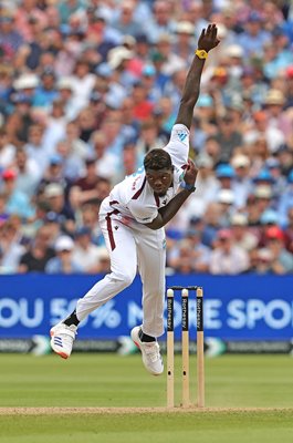 Alzarri Joseph West Indies bowls v England Test Match Edgbaston 2024