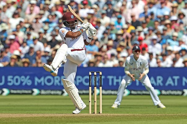 Kavem Hodge West Indies bats v England Test Match Edgbaston 2024