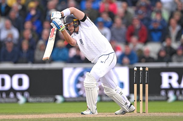 Jamie Smith England drives v Sri Lanka Old Trafford Test 2024