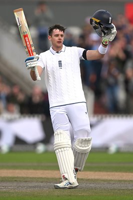 Jamie Smith England celebrates maiden test century v Sri Lanka Old Trafford 2024