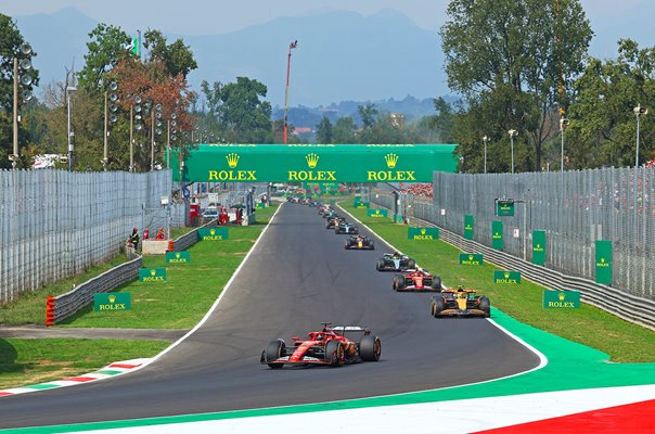 Charles Leclerc Ferrari leads Italian Grand Prix Monza Italy 2024