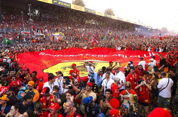 Ferrari fans celebrate Charles Leclerc win Italian Grand Prix Monza 2024