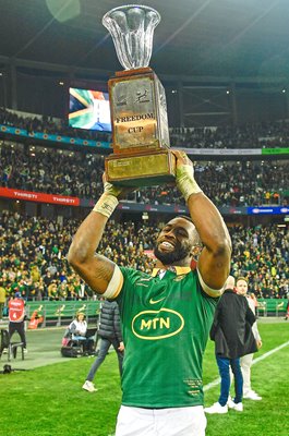 Siya Kolisi South Africa captain celebrates win v New Zealand Rugby Championship Cape Town 2024