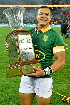 Cheslin Kolbe South Africa celebrates win v New Zealand The Rugby Championship Cape Town 2024