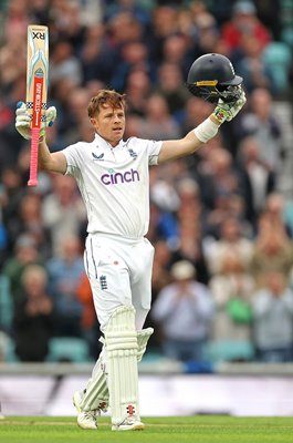 Ollie Pope England celebrates reaching his century v Sri Lanka Oval Test Match 2024