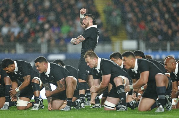 TJ Perenara New Zealand leads the haka v Argentina Rugby Championship Auckland 2024