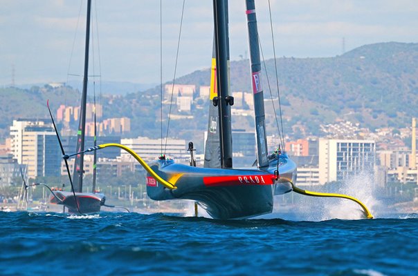 Luna Rossa chases Ineos Britannia Louis Vuitton Cup Final America's Cup Barcelona 2024