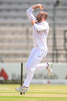 Jack Leach England bowls v Pakistan 2nd Test Multan 2024