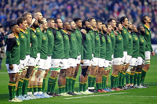 South Africa players line up v Scotland Autumn Series Murrayfield 2024