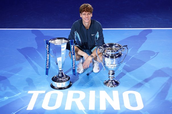 Jannik Sinner Italy ATP Finals & World Number One Trophies Turin 2024