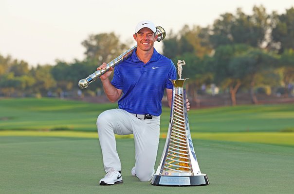 Rory McIlroy World Tour Championship & Race to Dubai Trophies 2024