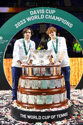 Lorenzo Musetti & Jannik Sinner Italy Davis Cup Champions Malaga 2023