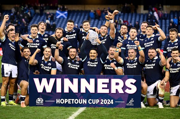 Scotland celebrate win v Australia Autumn Nations Series Murrayfield 2024