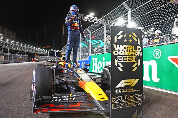 Max Verstappen Red Bull Racing celebrates 4th World Drivers Title Las Vegas 2024