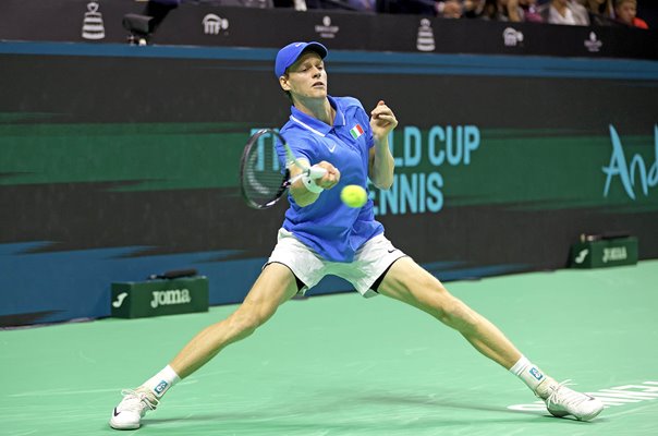 Jannik Sinner Italy forehand v Netherlands Davis Cup Final Malaga 2024