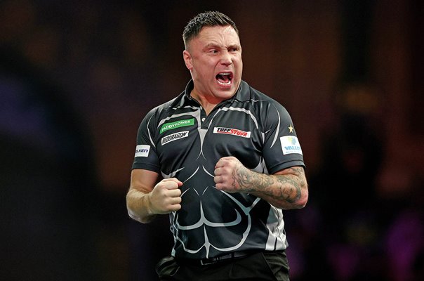 Gerwyn Price Wales celebrates v Chris Dobey World Darts Championships 2025