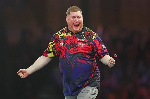 Ricky Evans England celebrates v Robert Owen Wales World Darts Championships 2025