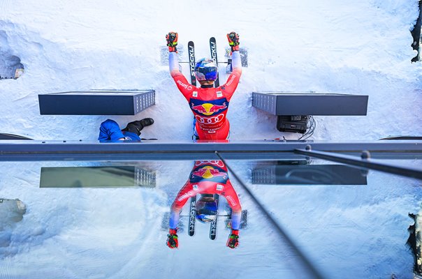 Marco Odermatt Switzerland Start Gate Reflection World Cup Downhill Kitzbuehel 2025