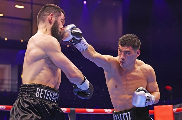 Dmitrii Bivol lands punch v Artur Beterbiev World Title Rematch Riyadh 2025