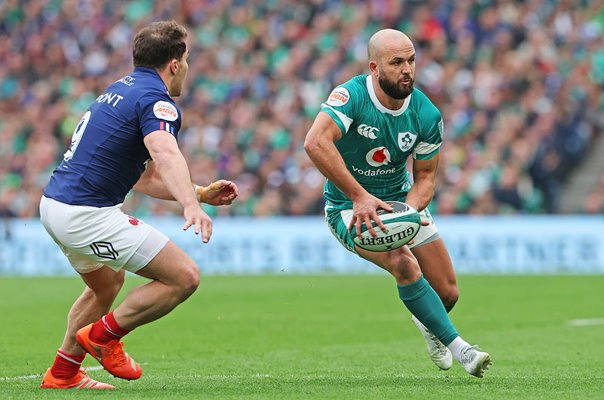 Jamison Gibson-Park Ireland v Antoine Dupont France Dublin Six Nations 2025