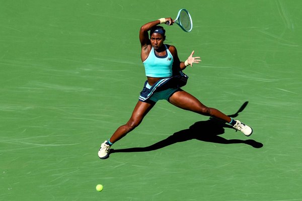 Coco Gauff USA baseline forehand BNP Paribas Open Indian Wells 2025